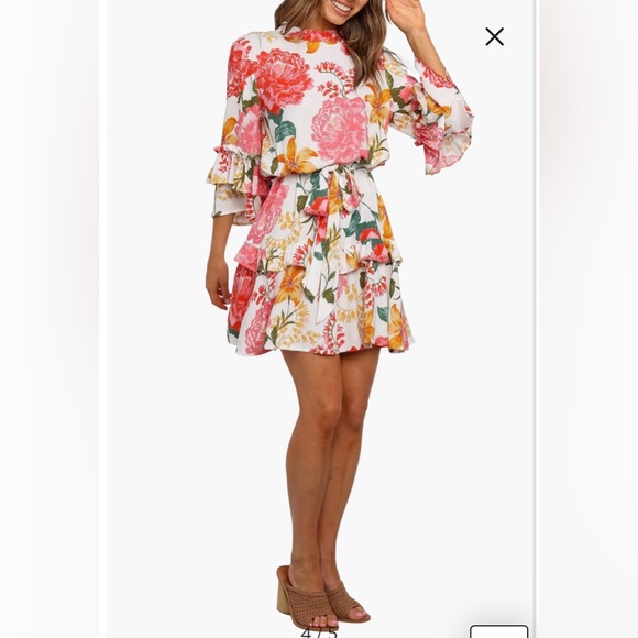 NWOT- Petal & Pup Peta Floral Print Tiered Dress, White, Medium - Picture 3 of 12
